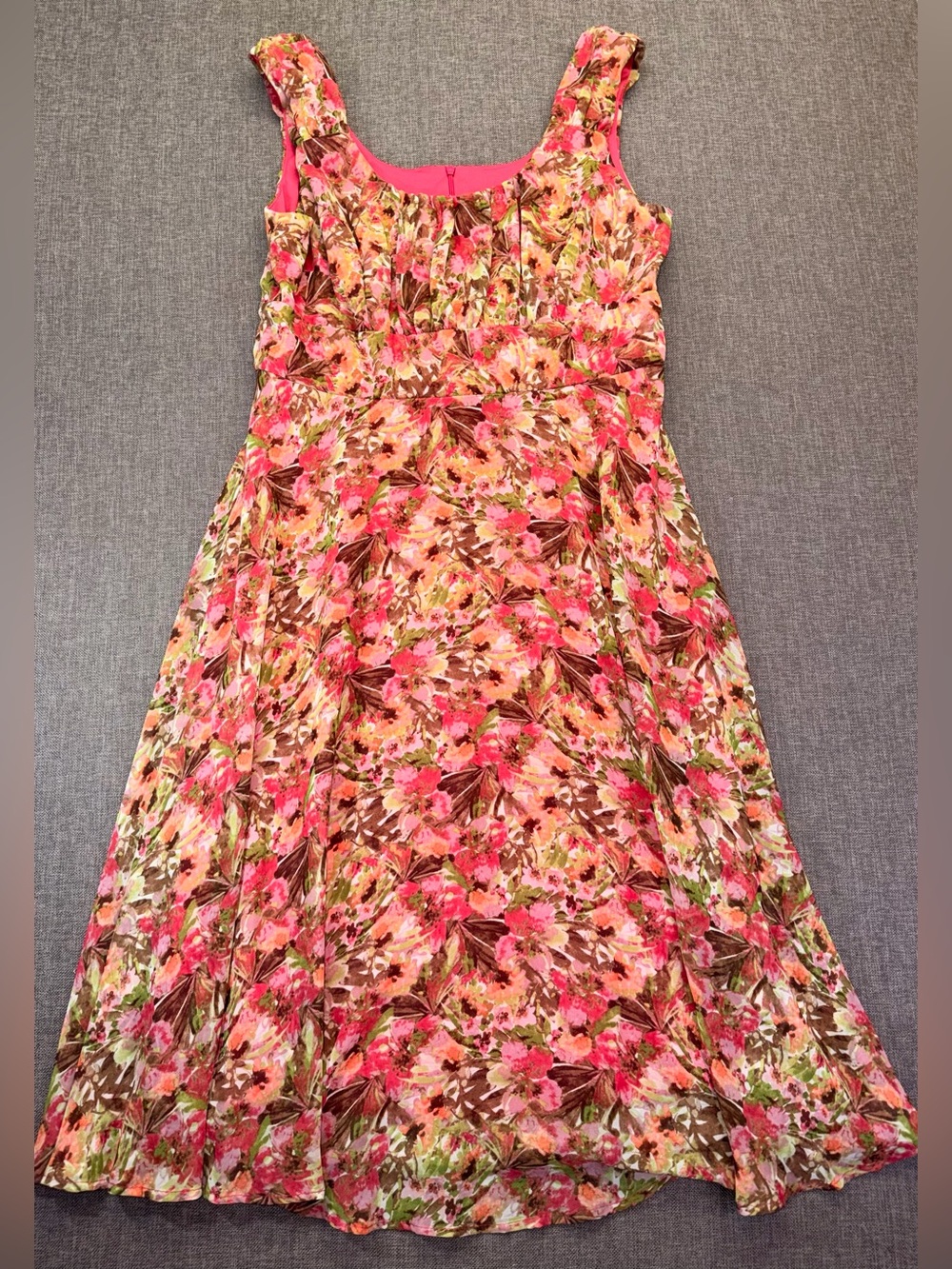 NorthStyle Floral Madi Dress in Pink and Green Floral Fit and Flare Size 14